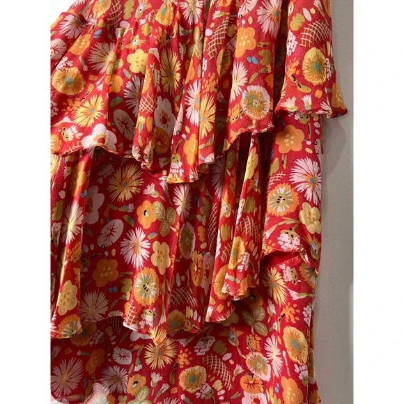 Laura Ashley 100% Silk Floral Tiered Skirt Size 4 - Picture 3 of 6